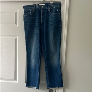 Blue Denim Jeans with Raw Hem